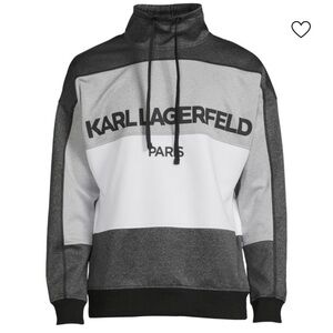 Karl Lagerfeld cowl neck sweater black white and grey size XL NWOT